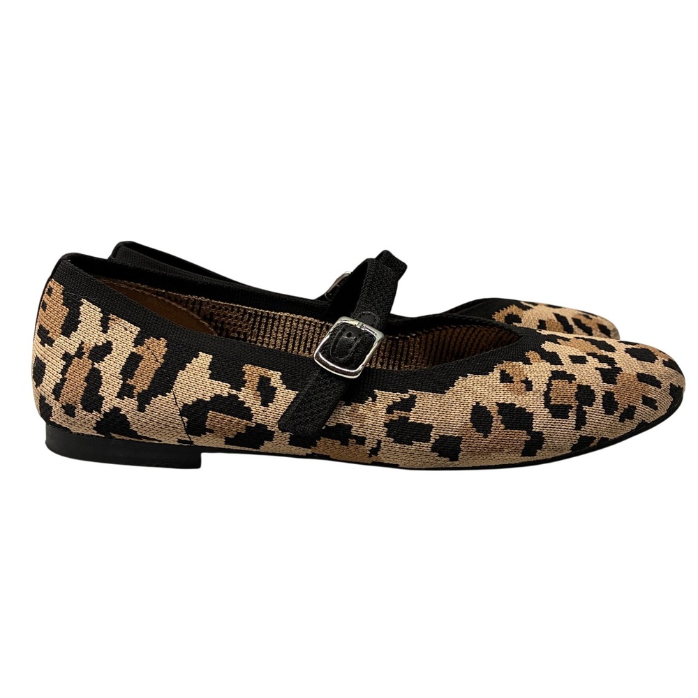 Rachel Zoe Saylor Mary Jane Flats Womens 6.5 Brown Leopard Balletcore Casual